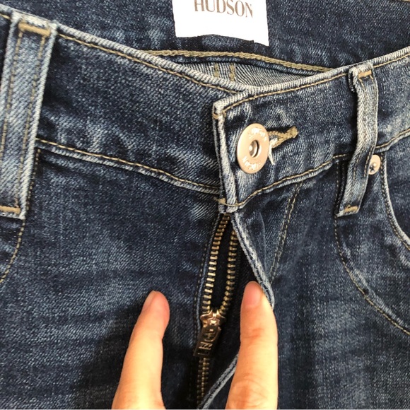 Hudson Mens 33 Ethan Biker Skinny Jeans Moto Medium Wash NWT - Picture 6 of 12